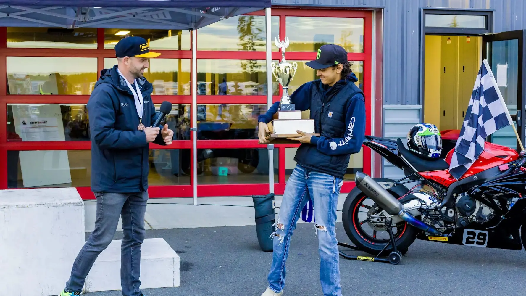 WMRRA champion recieving a large trophy
